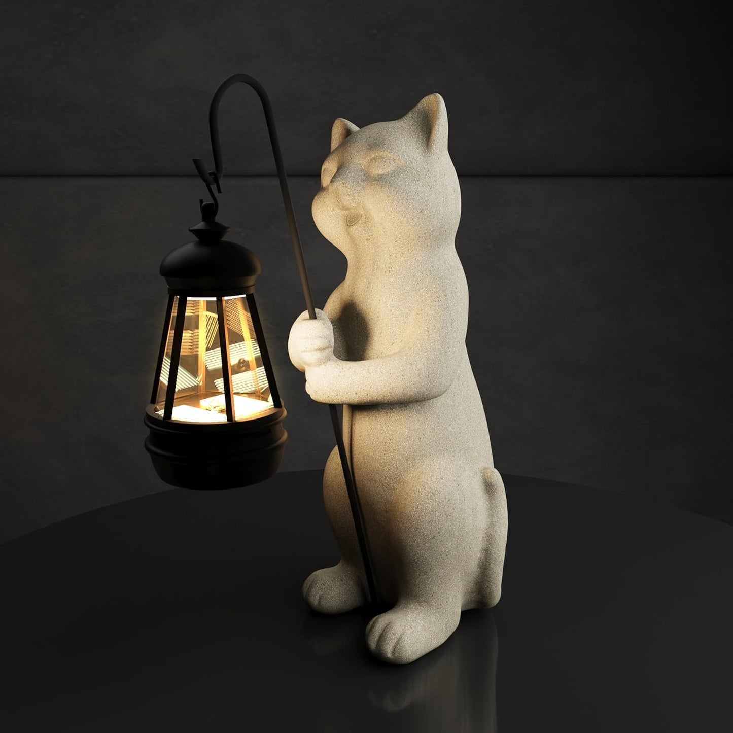 Solar Cat Garden Statue 10 Inch Porch Patio Decor for Outside Yard Decoration Outdoor Unique Housewarming Gardening Birthday Gifts for Cat Lovers Women Grandma