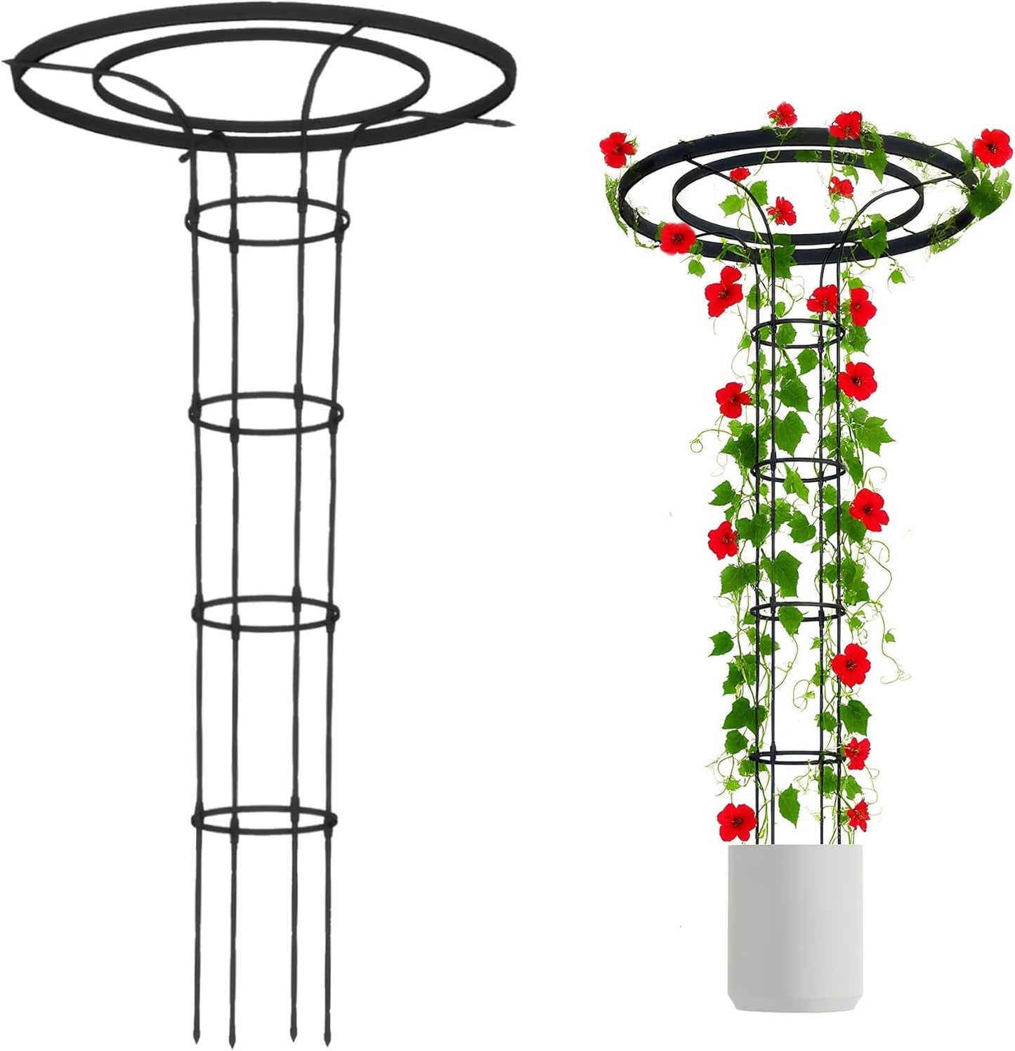 Garden Trellis for Climbing Plants Outdoor, 5.7FT Tall Metal Obelisk Trellis, 68.9" Umbrella Trellis for Potted Plants, Mushroom Top Trellises for Vines, Rose, Clematis, Pea, Bean, Tomato