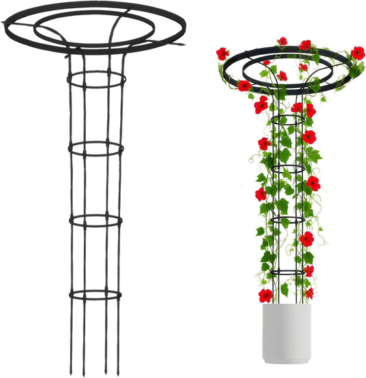 Garden Trellis for Climbing Plants Outdoor, 5.7FT Tall Metal Obelisk Trellis, 68.9" Umbrella Trellis for Potted Plants, Mushroom Top Trellises for Vines, Rose, Clematis, Pea, Bean, Tomato