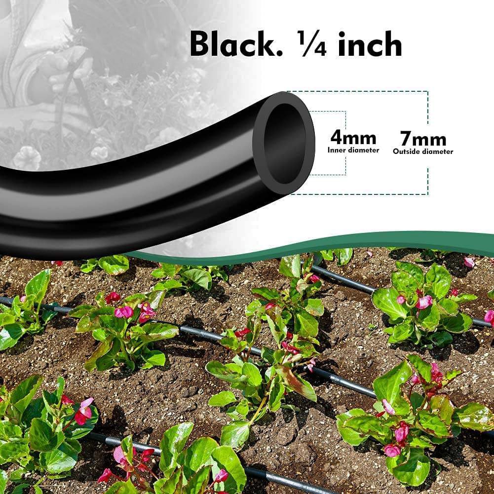 49.2FT/15M Rotary Sprinkler Drip Irrigation System, Adjustable Complete Drip Irrigation Kit with Rotary Sprinkler, 1/2" and 1/4" Irrigation Tubing and Barbed Fittings for Garden,Raised Bed,Yard,Lawn