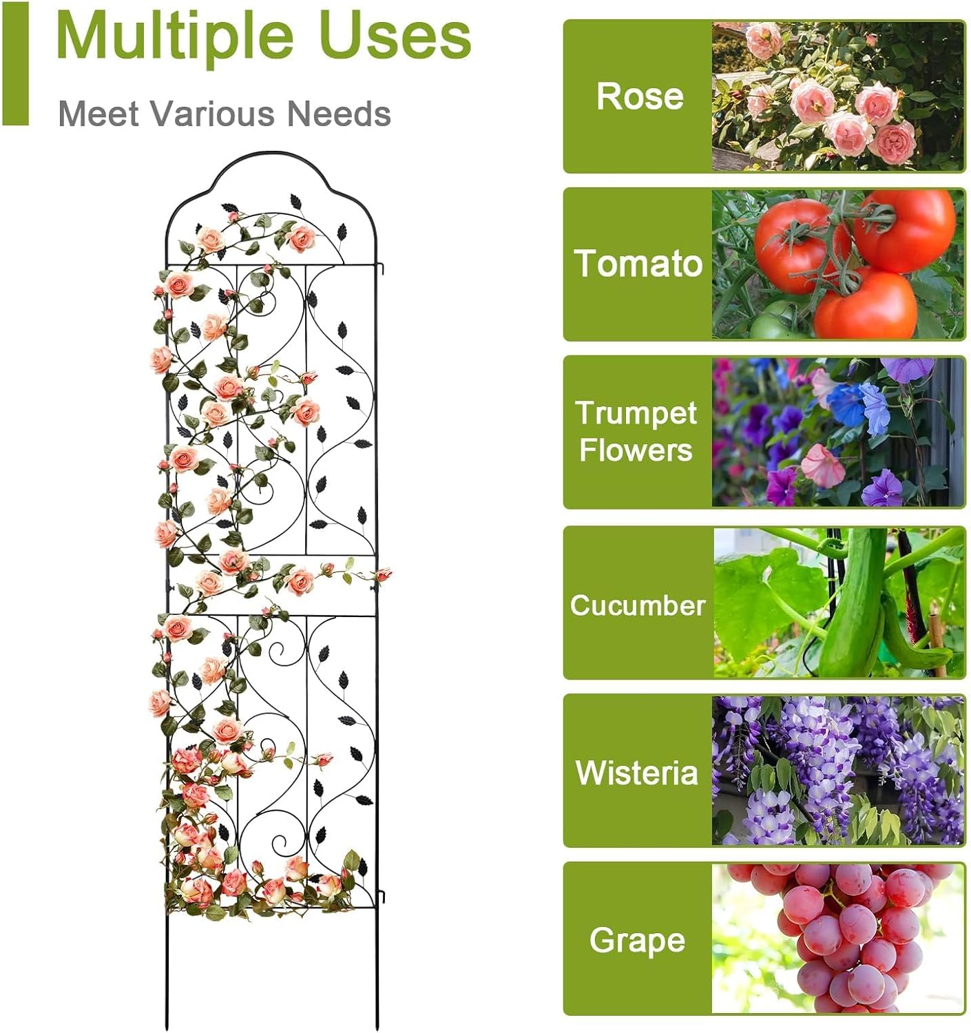 hogardeck 4 Packs 84 * 19 inch Metal Garden Trellis for Climbing Plants Outdoor,Heavy Duty,Black Coating Rustproof Trellis for Rose, Vegetable, Flowers, Expandable,Perfect for Training Climbing Plants