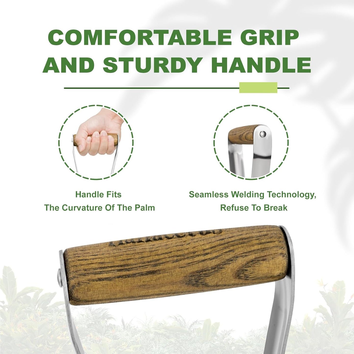 Haliaeetus Bulb Planter Tool, 6 inches Depth Mark Hand Bulb Planter, Non-Bending Stainless Steel Bulb Planter Digger, Garden Bulb Transplanter with Comfortable Wood Handle for Planting Tulip, Daffodil