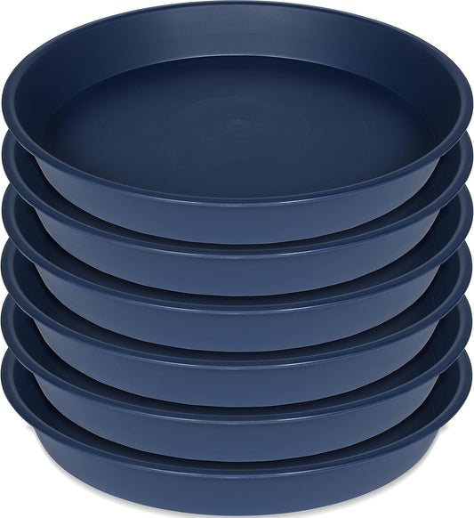 6 Pack of 12 inch Plant Saucer, Heavy Duty Plastic Plant Saucer 12" Round, Durable Plant Tray for Pots, Plant Saucers for Indoors, Plant Trays for Planter (12", Blue)