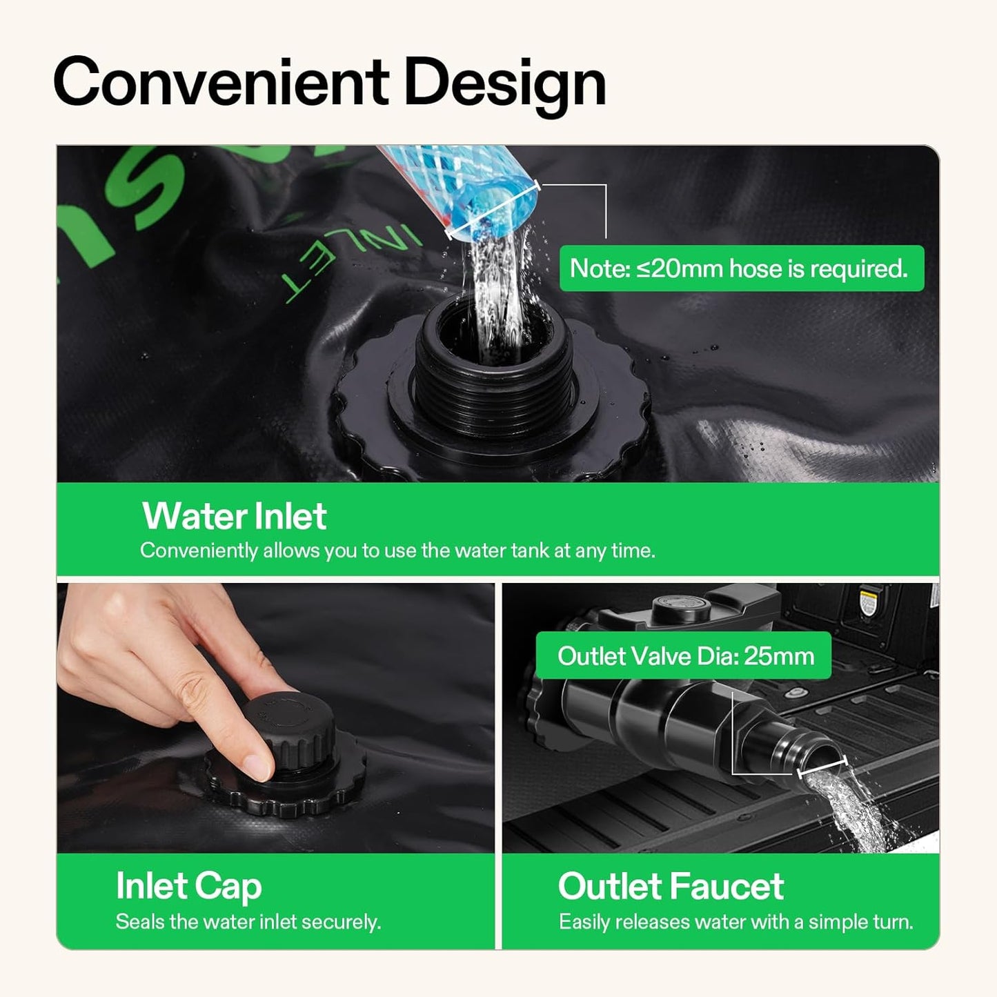 VIVOSUN 240 L/64 Gal Water Bladder, Foldable and Portable Water Storage Bag for RV, Camping, Garden Watering, Agricultural Irrigation, Drought Resistance, Firefighting