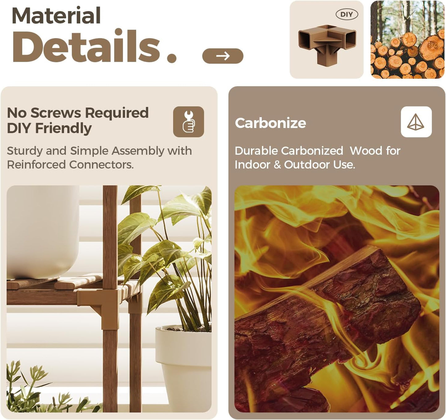 Bamworld Plant Stand Indoor Plant Shelf Outdoor Wood Plant Rack for Multiple Plants 3 Tiers Ladder Plant Holder for Living Room Patio Boho Home Decor for Gardening