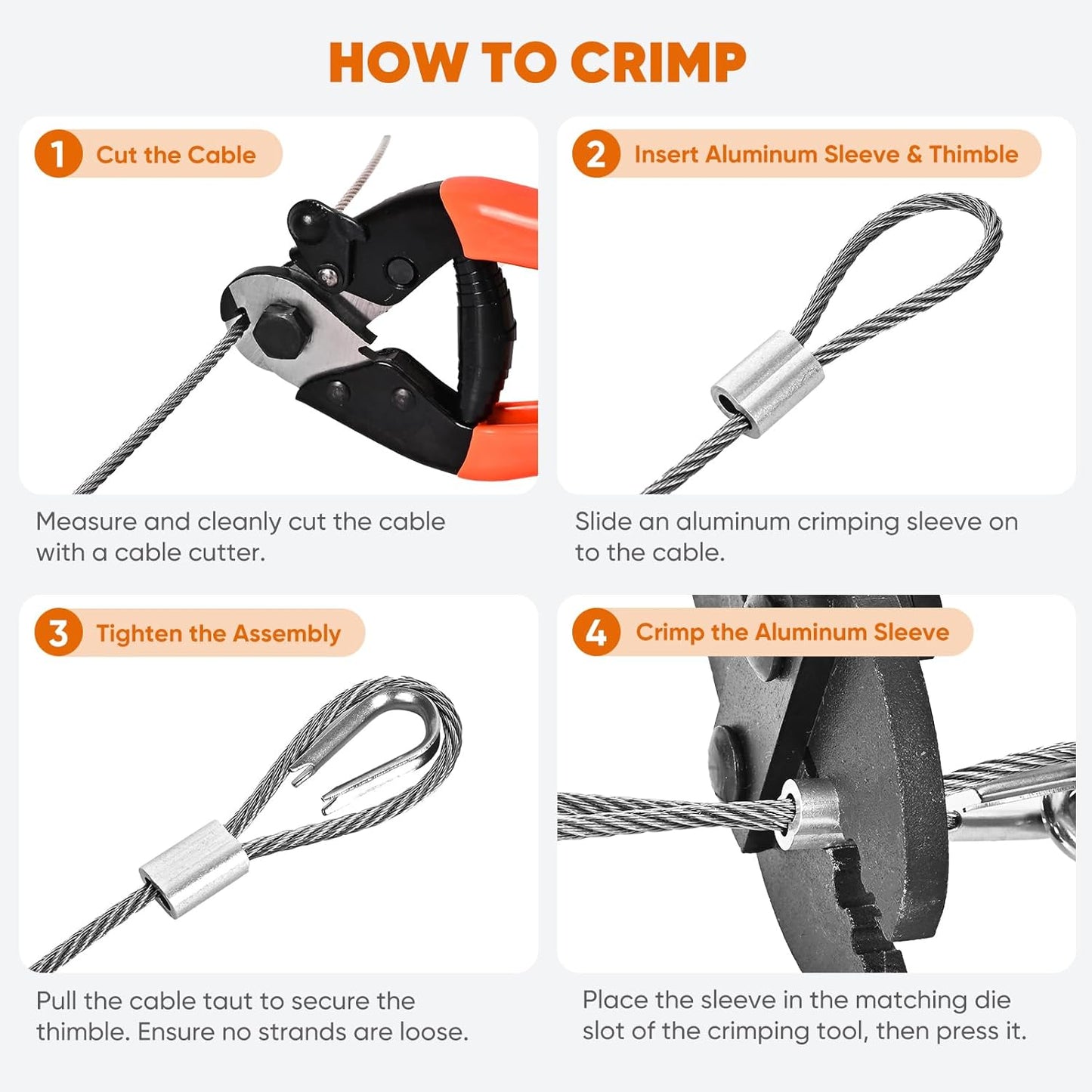 164FT 1/8" Stainless Steel Cable Kit with Wire Rope Crimping Tool and Cable Cutter, Turnbuckle Wire Tensioner Kit, 7x7 Strands Aircraft Cable for Deck Railing, Porch Fence, String Light