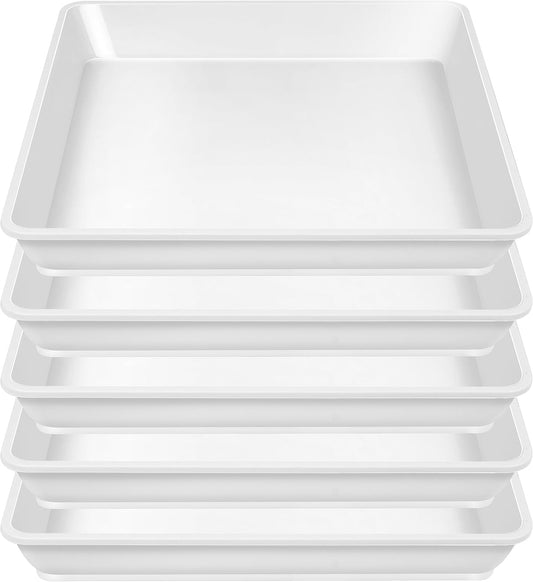 5 Pack Square Plant Saucer 12 Inch, Plastic Plant Water Dray Tray, Flower Pot Saucers, Square Planters for Indoors and Outdoors，Plants Saucer for Plant Pots.