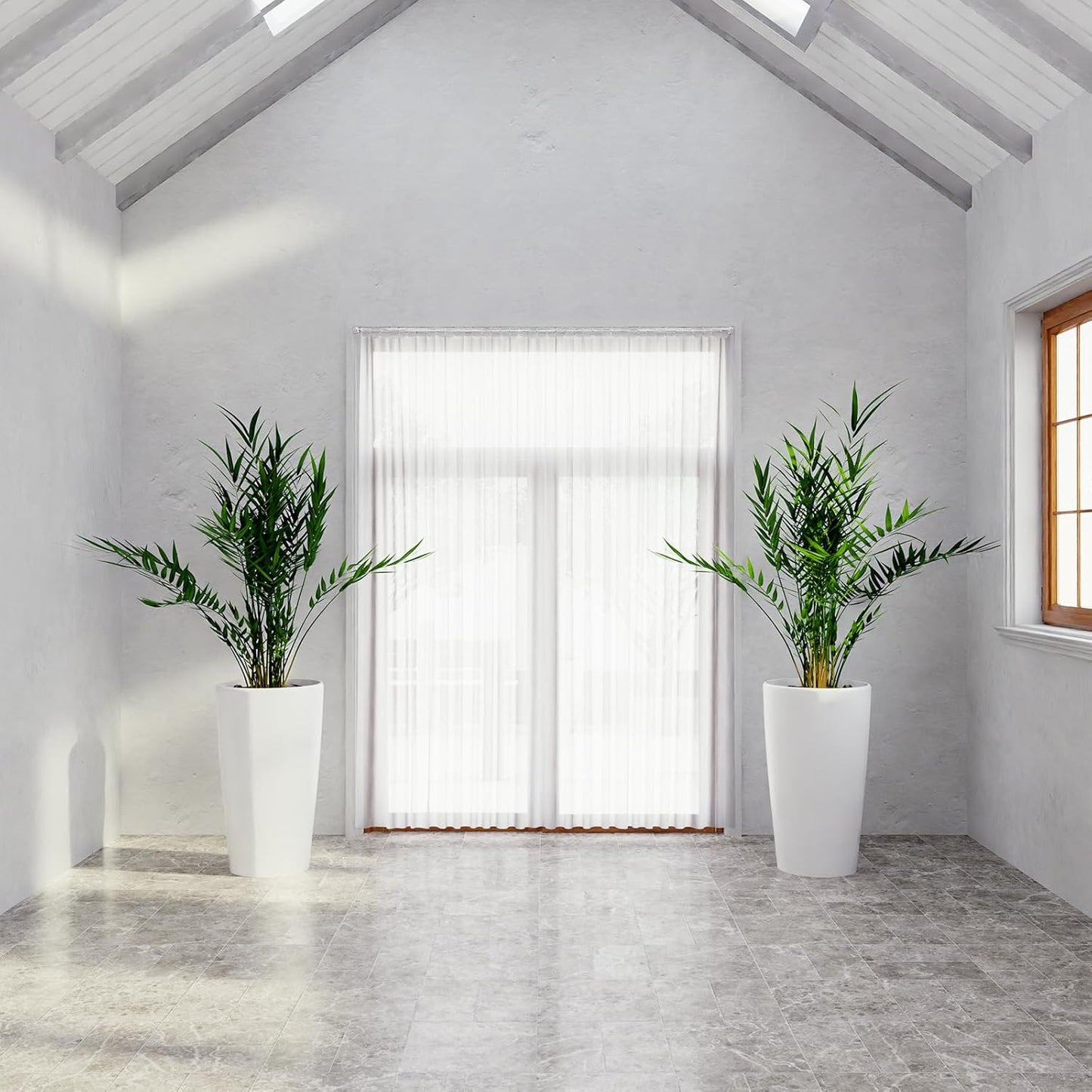 SnugNiture Set of 2 Round Tall Planters 22 Inch, Large Planter for Indoor Outdoor Plants, Modern Flower Pot Containers Large Decorative Tree Planter, White