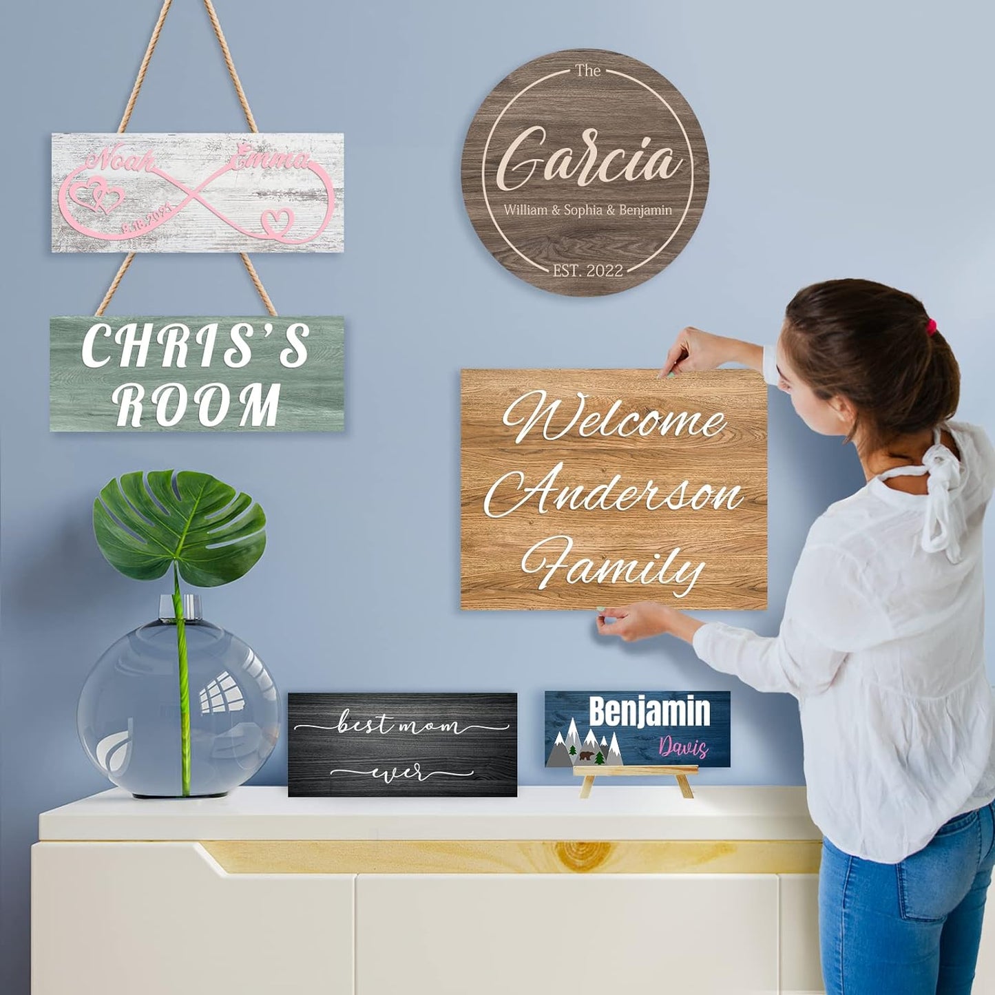 Custom Wood Sign Prsonalized Text Business 3D Home Decor, Personalized Rustic Plaque Board Hanging Wooden Name Sign for Wall Art, Customized Signs Plank Decoration Gifts for Wedding Family Farmhouse Kitchen, Rectangle