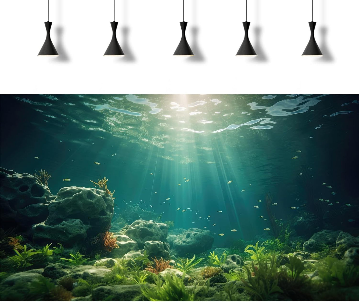 Under The Sea Aquarium Background Deep Sea Aquatic Plants Fish Tank Background Underwater Rock Sunray Terrarium Backgrounds Tropical Fish Deep Ocean Floor Fish Tank Backgrounds 48x18in