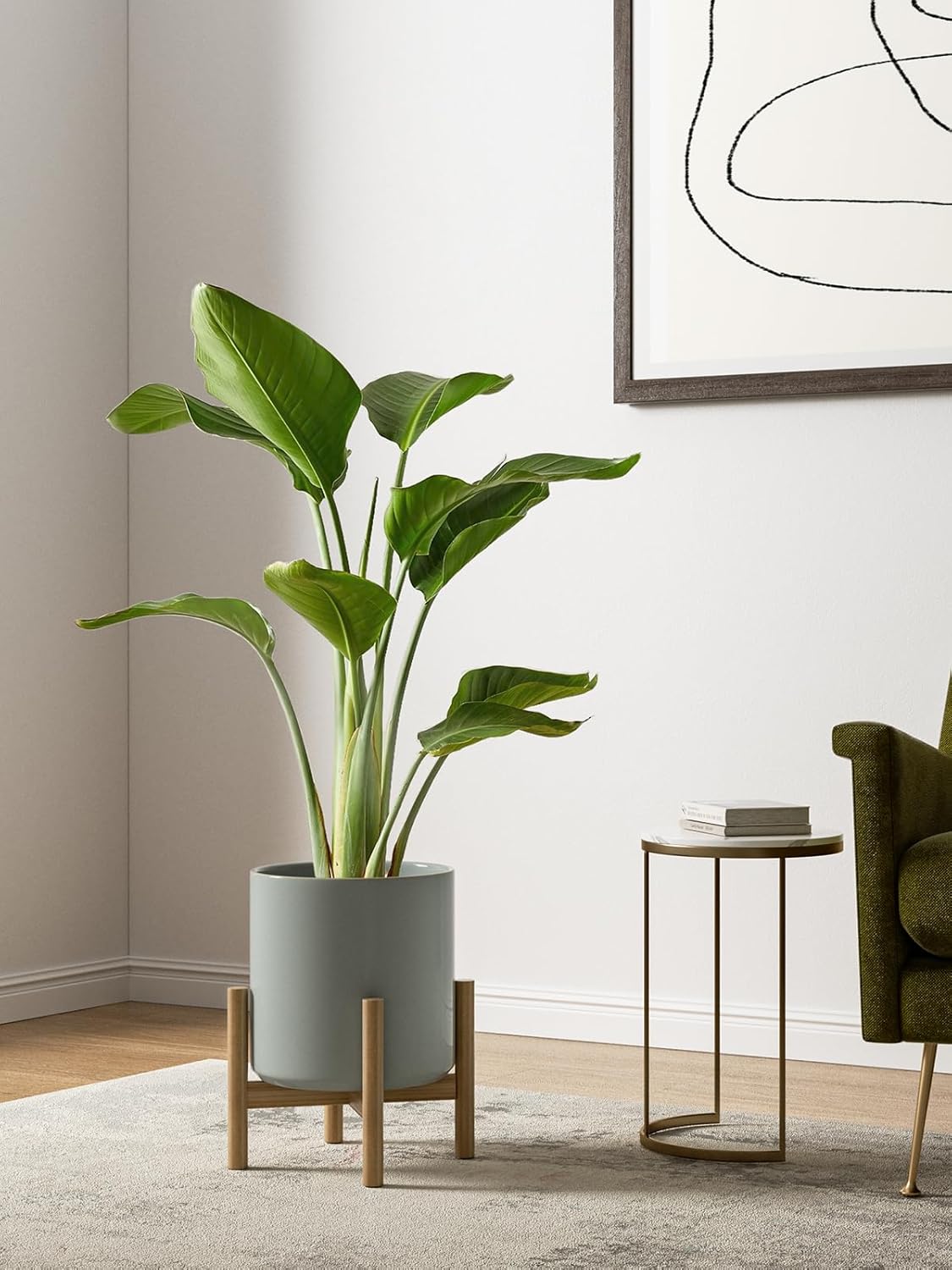 LE TAUCI Ceramic Plant Pots Indoor, 10+8+6 Inch Planters for Indoor Plants, Mid-Century Modern Flower Pots with Drainage Hole and Plug, Cylinder Round Planters, Set of 3, Blue Gray