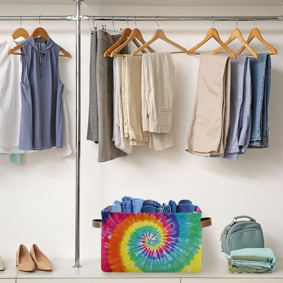 Tie-Dye Rectangular Storage Basket Organizer Bin Shelf Baskets For Clothes Gifts For Home Office Dorm