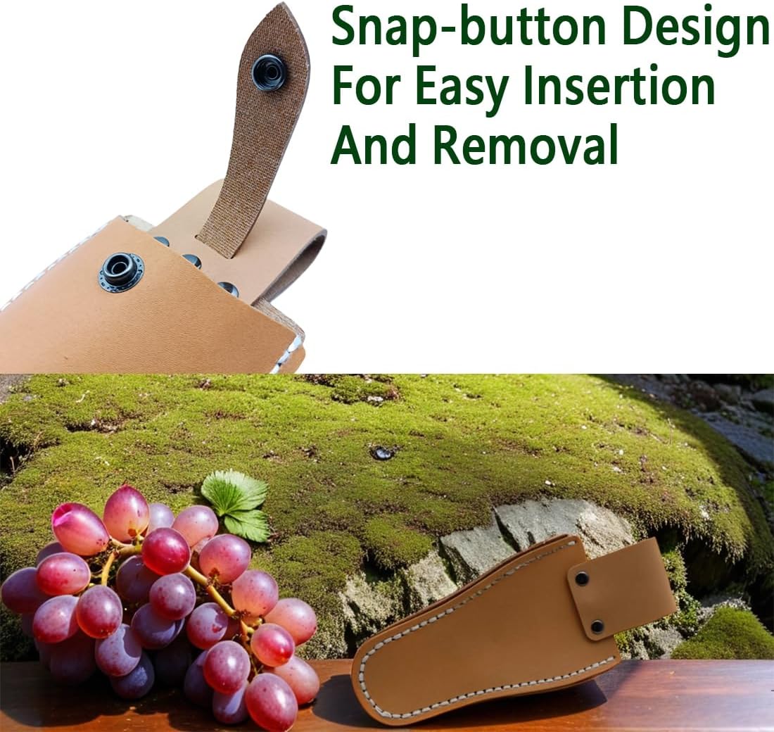 Pruner Holster,Garden Leather Hanging Pouch with Safety Lock for Hanging Pruning Shears for Garden Pruning Pliers Shears Scissors (Yellow+Brown)