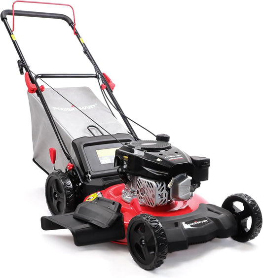 PowerSmart Lawn Mower Gas Powered, 21-Inch 144cc Engine 3-in-1 Walk-Behind Push Lawn Mower, Oil Included
