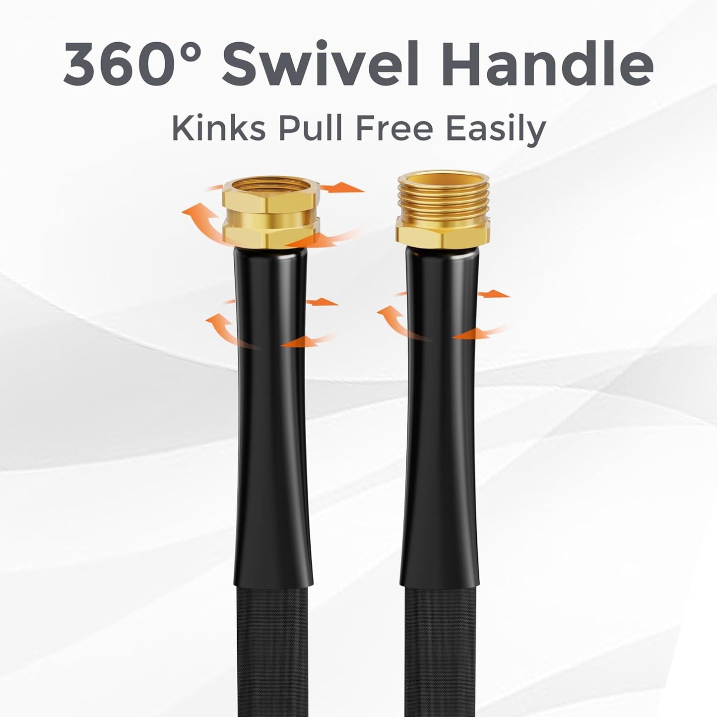 Giraffe Tools Garden Hose 75FT Lightweight Lay Flat Water Hose Kink Free Flexible Hose with 9 Spray Function Nozzle（Black）