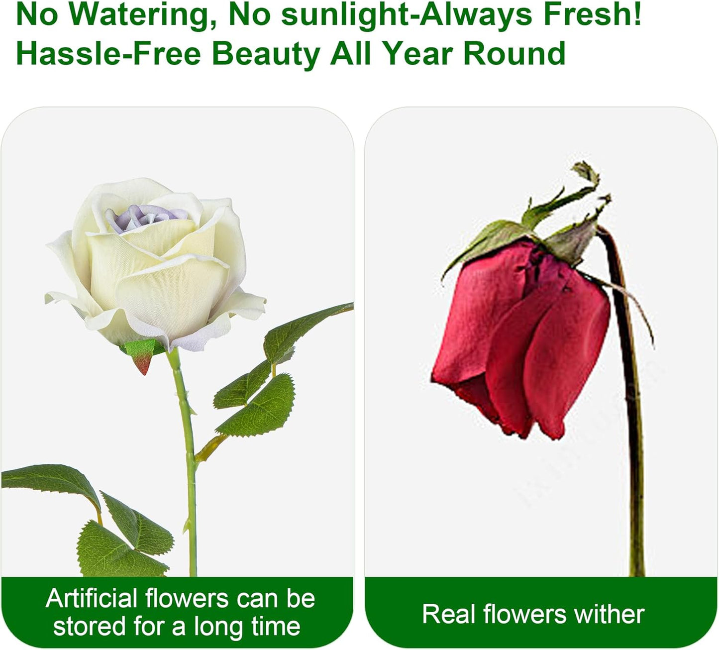 Fake Plants Roses Flowers Plastic Flowers Spring Decorations for Home Gifts for Gf Roses Artificial Flowers for Vase Fake Flowers Home Decor19.6”(Purple Heart 50PCS)