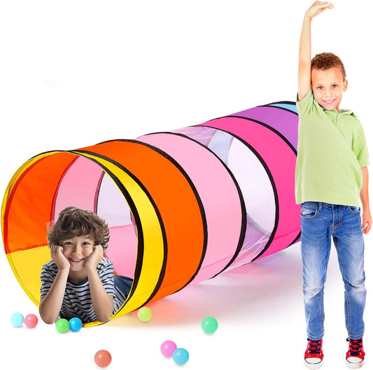 27.6 Inch Large Play Tunnel for Kids Pop Up Play Tunnel Tent Colorful Crawl Tunnel for Toddlers Babies Children or Dogs, Collapsible Gift for Boy Girl Tunnel Toys Indoor Outdoor(1 Pcs)