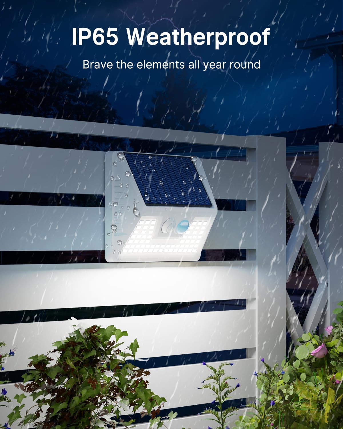 4 Pack Solar Fence Lights Waterproof, Motion Sensor Deck Lights Outdoor, Cold White LED Outside Lights Wireless for Wall Yard Steps Stairs Garden - White