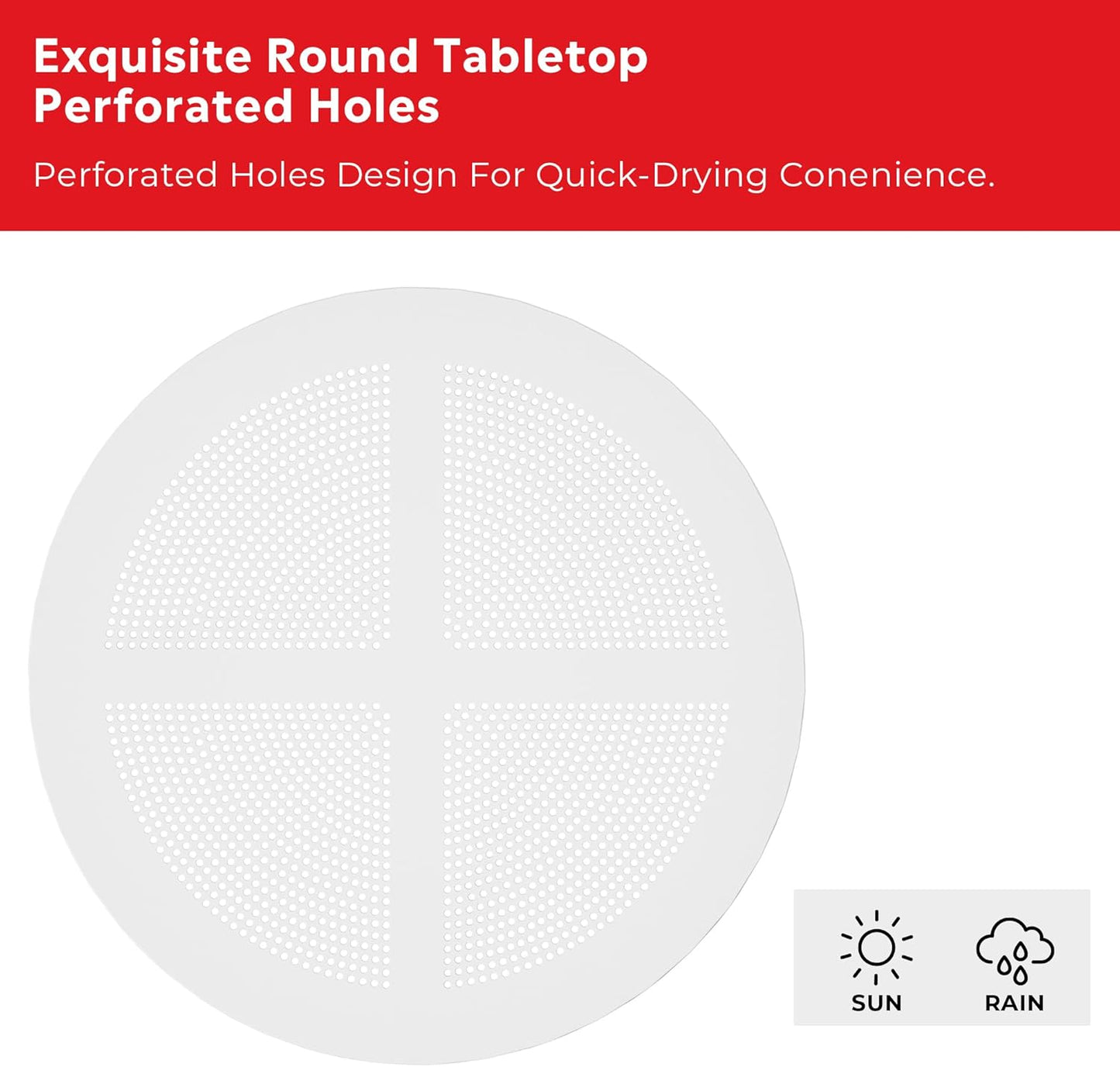 4 Person Dining Table Set, HDPE Patio Round Dining Table and Stackable Chair, Kitchen & Dining Room Sets All Weather for Backyard Porch Poolside, White