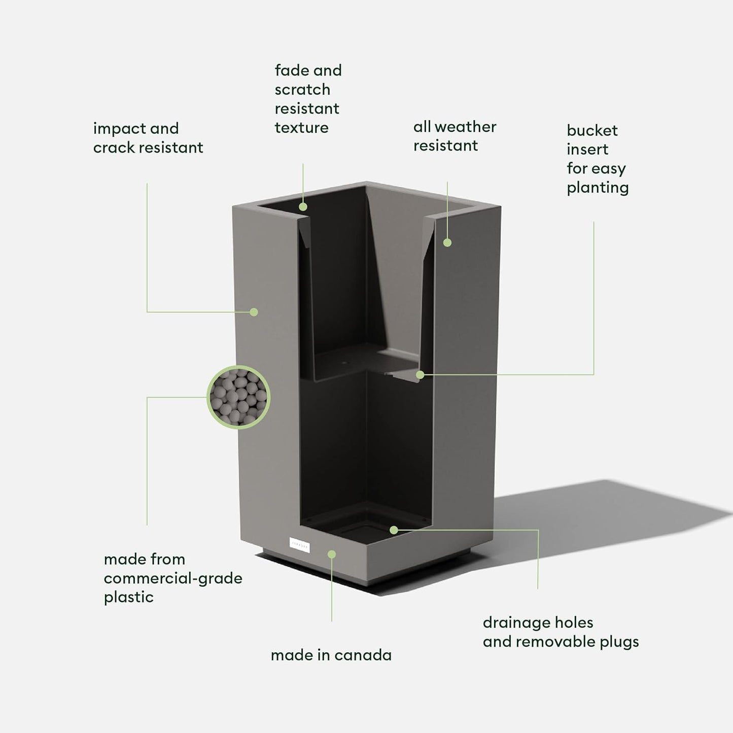 Veradek Block Series Pedestal Planter - Tall Planter for Indoor or Outdoor Front Porch | All-Weather Use with Removable Insert Bucket | Modern Décor for Flowers, Tall Trees, Faux Plants