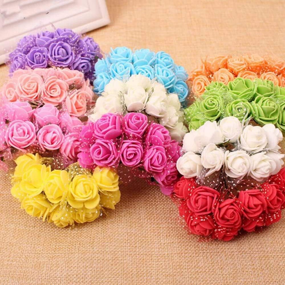 144pcs Mini Fake Rose Flower Heads Mini Foam Rose Head DIY Holiday Decoration Handmade Clip Art Fake Flower Wedding Home Party Wreath Gift Box Decoration（Black）