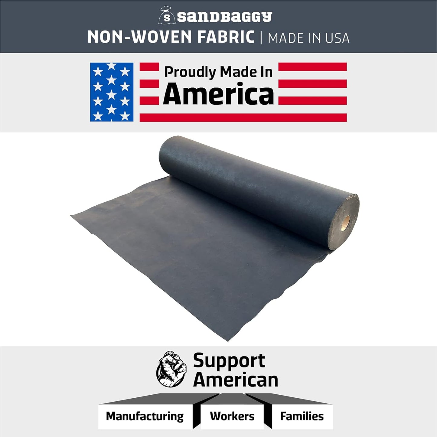 Sandbaggy Geotextile Pond Underlayment Padding | Made in USA | 50 YEAR Life* | Non Woven Fabric Protects Pond Liner From Damage | Made of Industrial Grade DOT Approved Fabric (40 ft x 20 ft or 800 sq ft)