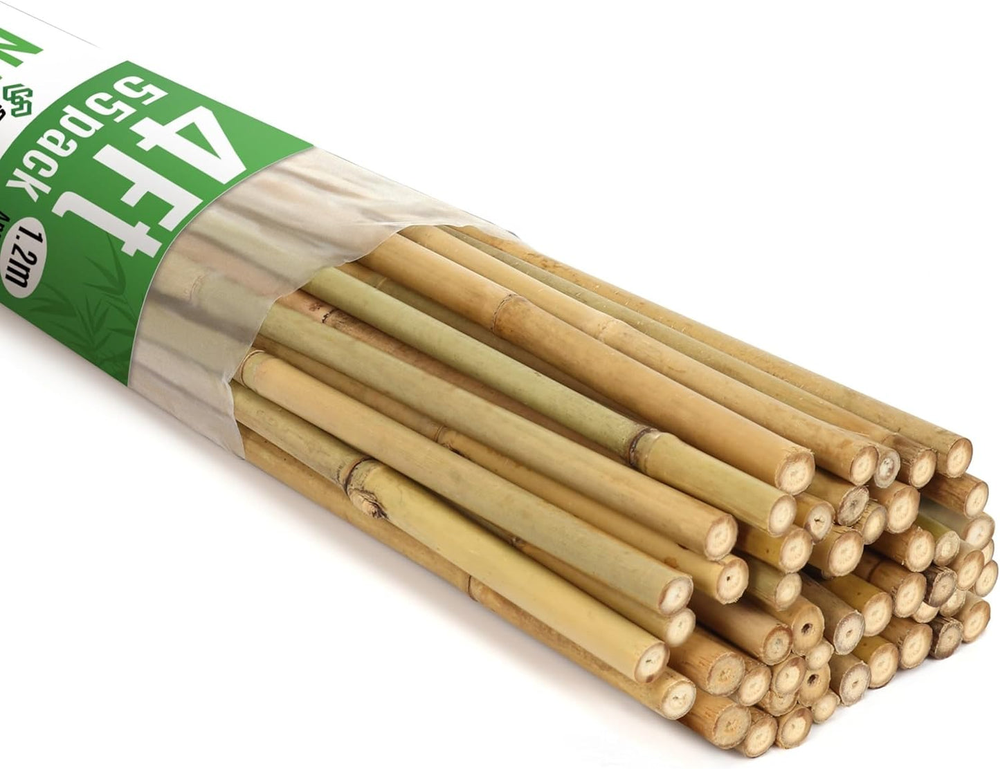 SWANGSA 55 Pack Bamboo Stakes 4 Feet, Garden Stakes for Plants Support, Tomatoes, Beans, Flowers, Climbing Plants, Indoor and Outdoor