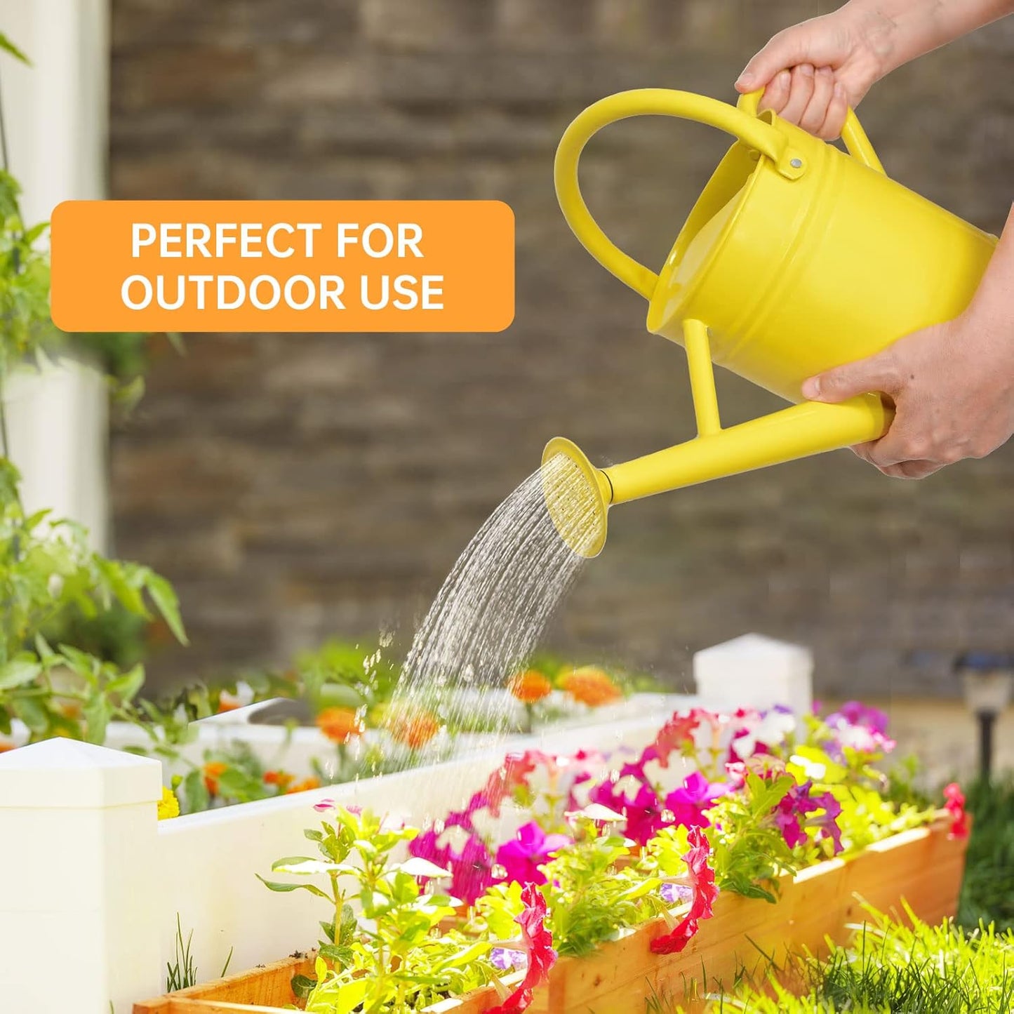 Metal Watering Can for Outdoor Plants, Galvanized Steel Watering Can with Removable spout, 1 Gallon,Perfect Home & Garden Décor Yellow