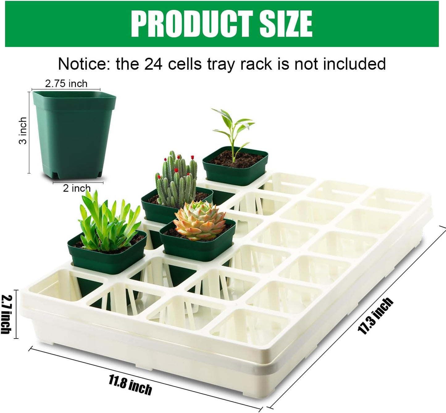 5 Pack Nursery Pot Tray, Carrying and Holding Plant Tray for Pot 24 Cell Carrying Holder Drainage Watering Plant Tray (White)