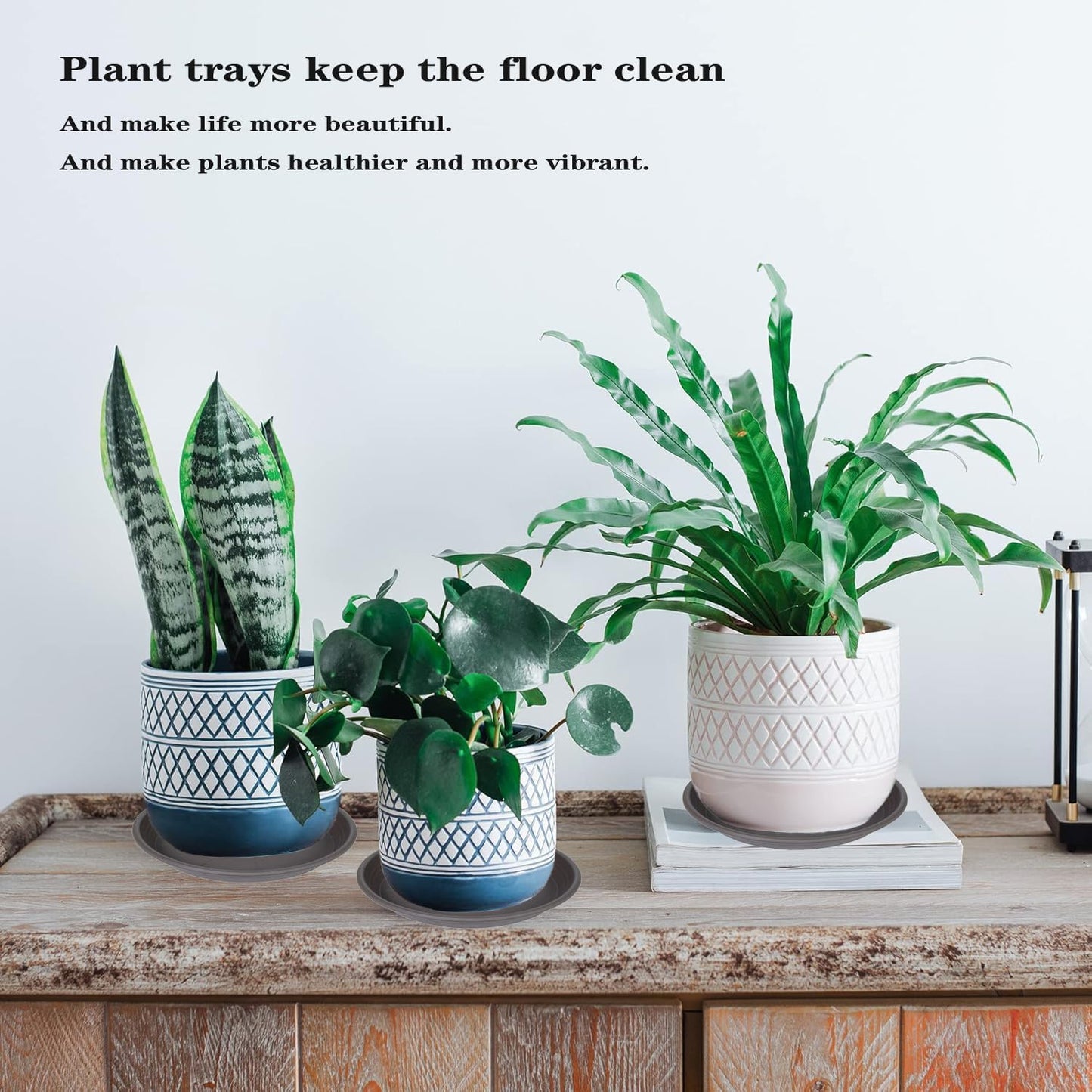 2 Pack of 26 inch Plant Saucer, Large Plant Tray, Heavy Sturdy Plant Drainage Tray for Indoors, Bird Bath Bowls, Sturdy Plastic Pot Tray for Planter 23 24 25"(Brown)