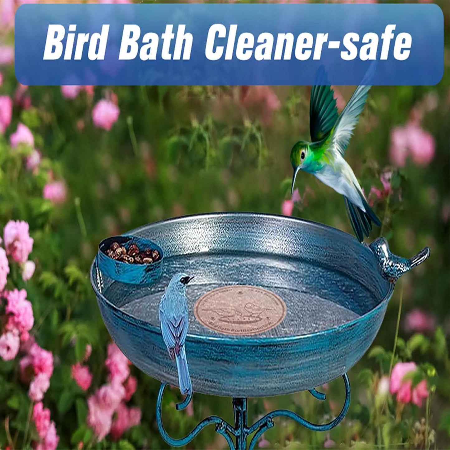 2-Pack 99.99% Pure Copper Bird Bath Purification Disk,Copper Disc with Stable Triple-Point Support,Fits All Outdoor Bird Baths(Round)