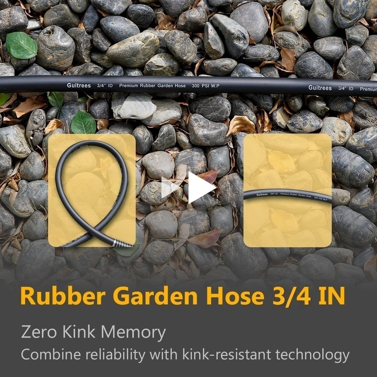 Leader Garden Hose 15ft x 3/4", Heavy Duty Short Water Hose, Male to Female Fittings, Five Layered Braiding for Durability, 1000PSI Burst, 300PSI Working (Black)