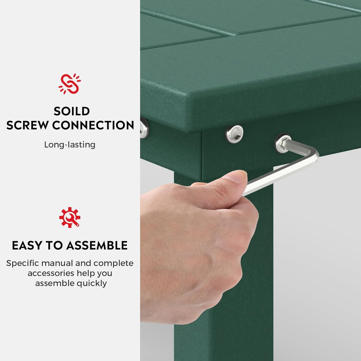 Outdoor Benches Weatherproof, All Weather Resistant Park Bench Poly Lumber Backless Garden Bench Seat for Entryway Front Porch, Dark Green