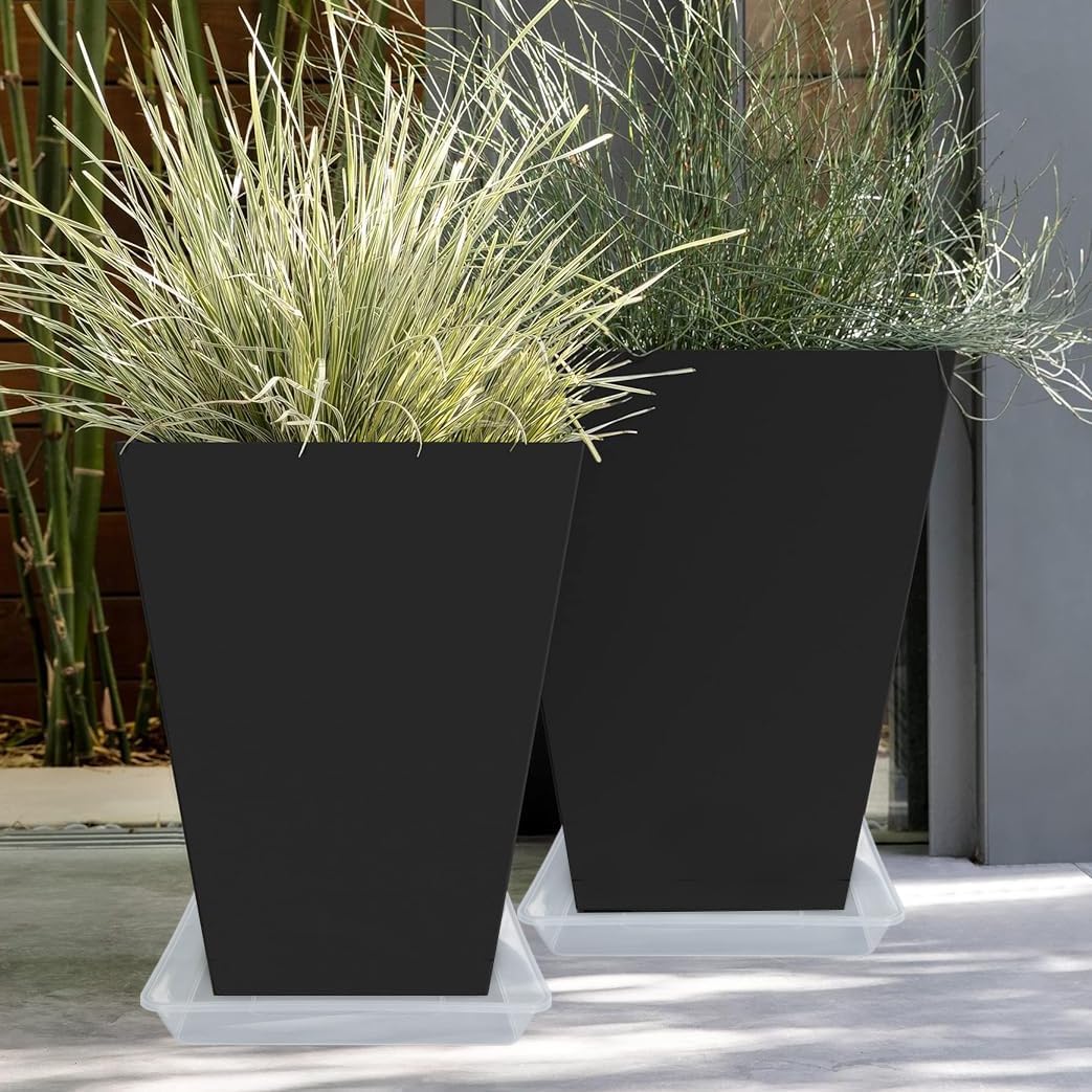 Square Plant Saucer 12 Inch 5 Pack, Strong Clear Plastic Flower Plant Pot Saucer, Square Planters for Indoors and Outdoors Plants, Garden Plant Saucers for Pots Plant Trays.