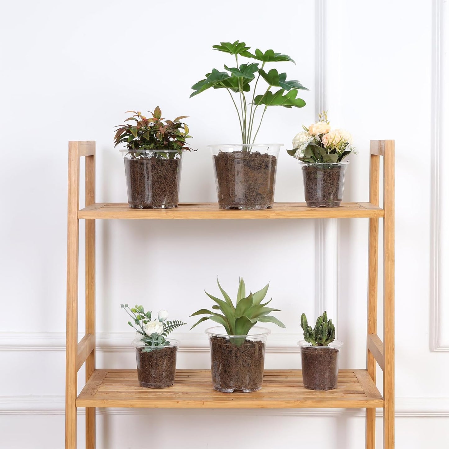 JERIA 50 Pack 3.5/4/5/6/7 Inch Clear Nursery Pots with Drainage Holes, Clear Plant Pot for Planting, Transparent Plastic Plant Pots,Durable Seed Starting Pot for Succulents