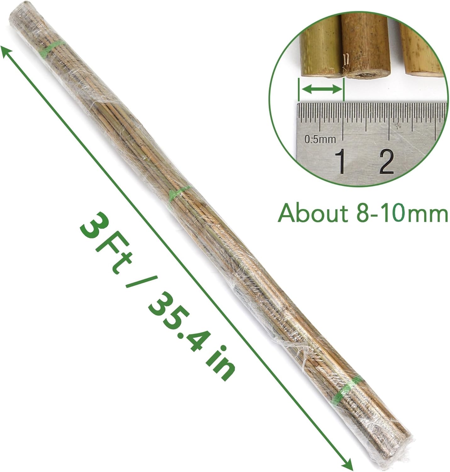 SWANGSA 55 Pack Bamboo Stakes for Plant 3 Feet, Bamboo Sticks for Garden Plant Support Stakes Poles for Tomatoes, Beans, Flowers, Potted Plants, Indoor and Outdoor Climbing Plants