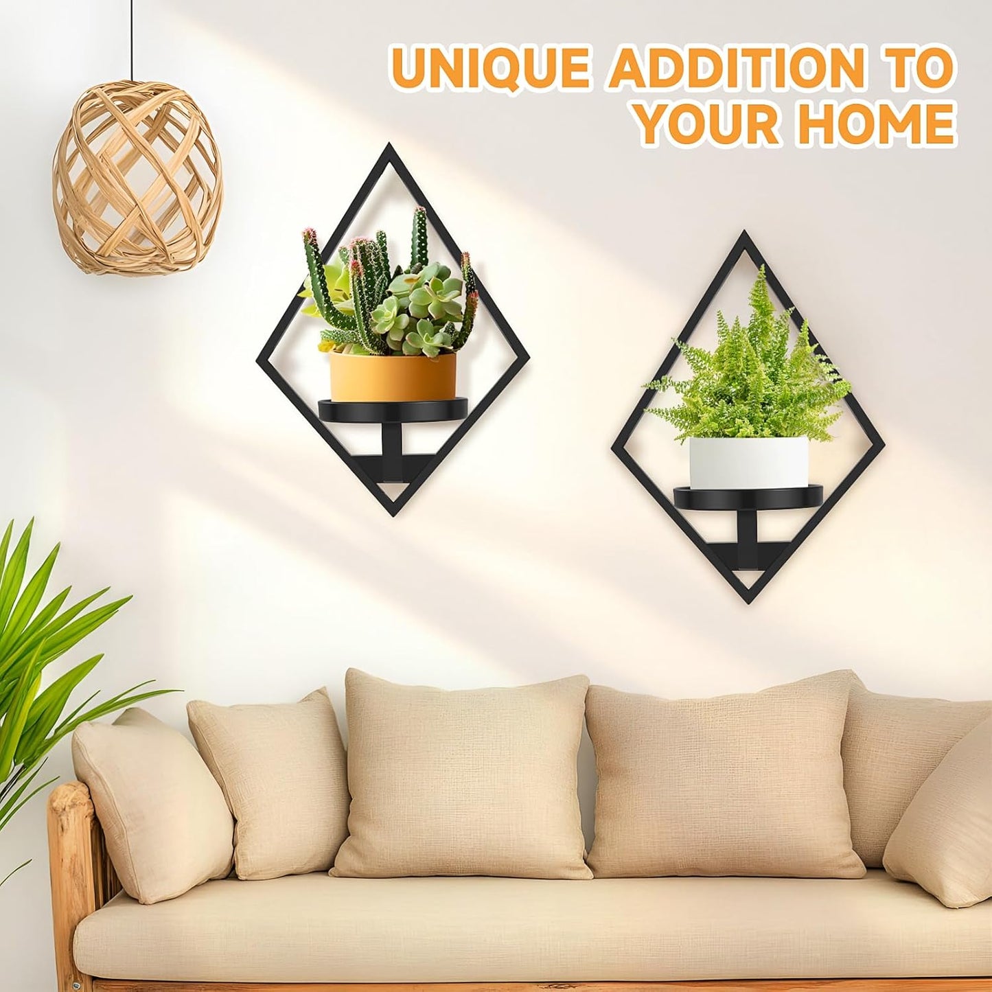 Wall Plant Holder, 2 Pack Metal Floating Shelves Indoor, Window Sill Plant Shelf for Bedroom Bathroom Living Room Home Office