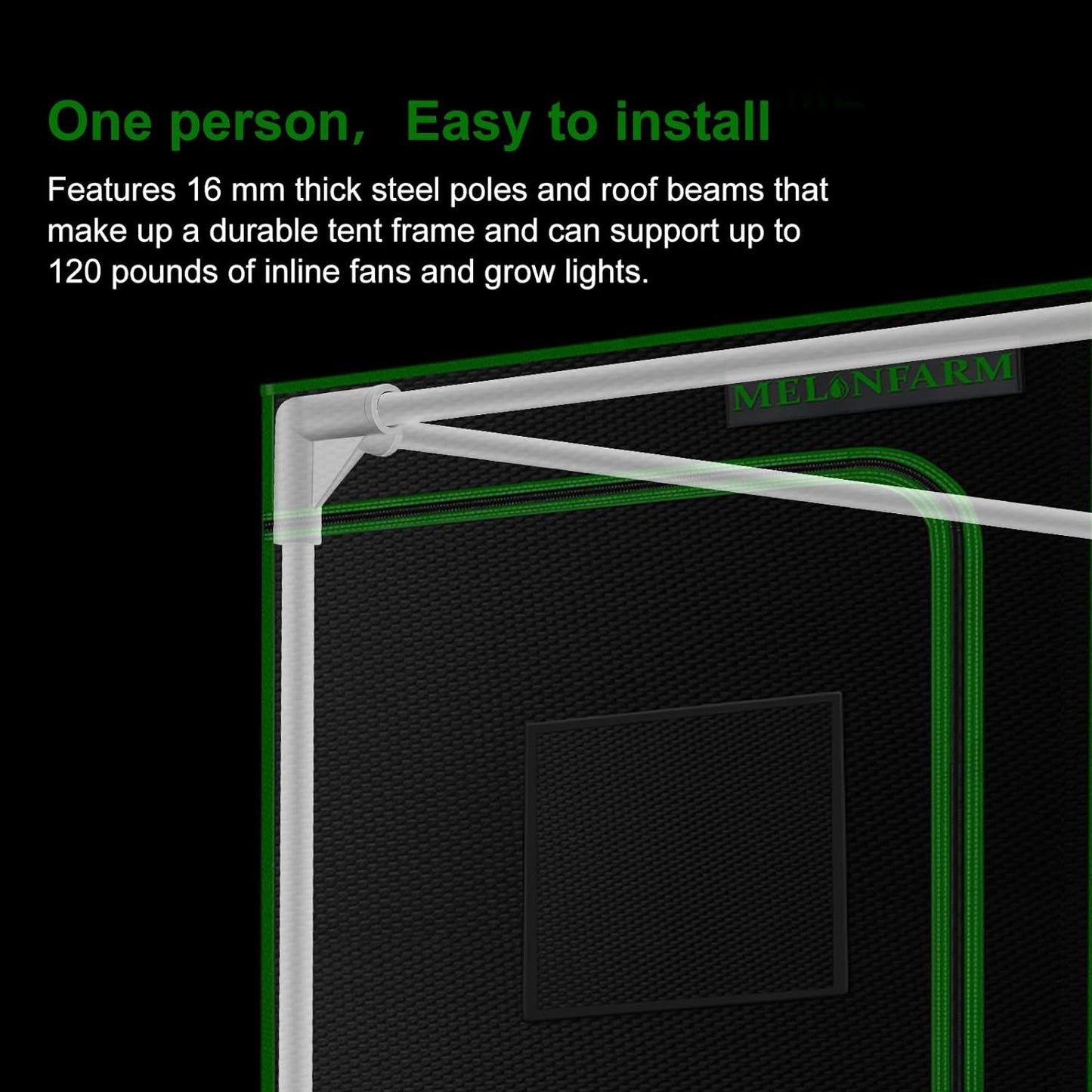 MELONFARM 2x2 Grow Tent, 24"x24"x36'' High Reflective 600D Diamond Mylar Canvas with Observation Window and Floor Tray for Hydroponic Indoor Plant Growing