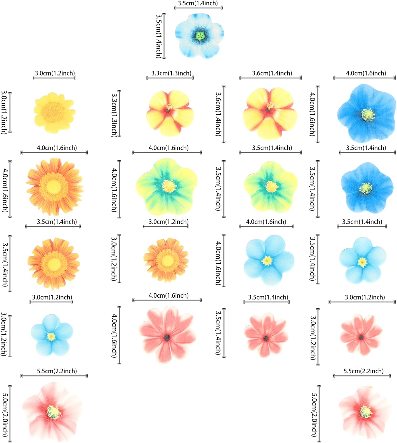 80 PCS Edible Flowers Cake Decorations Edible Daisy Cupcake Toppers Sunflower Cupcake Decoration Flower Birthday Party Decor for Baby Shower Wedding Birthday Party Cake Food Decorations Supplies