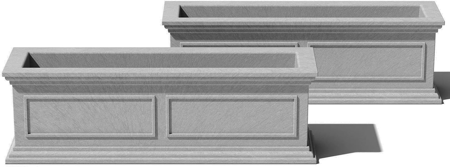 Veradek Brixton Window Box Plastic Planter - Large Rectangular Planter for Outdoor Balcony/Windowsill | Crack-Resistant All-Weather | Classic Estate Design for Flowers, Herbs, Succulents