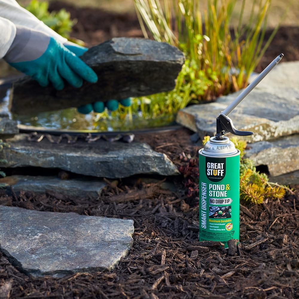 Pond Shield Pond Armor SKU-Clear-QT-R Non-Toxic 1.5-Quart Clear Epoxy Paint and Great Stuff 99112849 12 oz Black Smart Dispenser Pond & Stone Foam Sealant Bundle