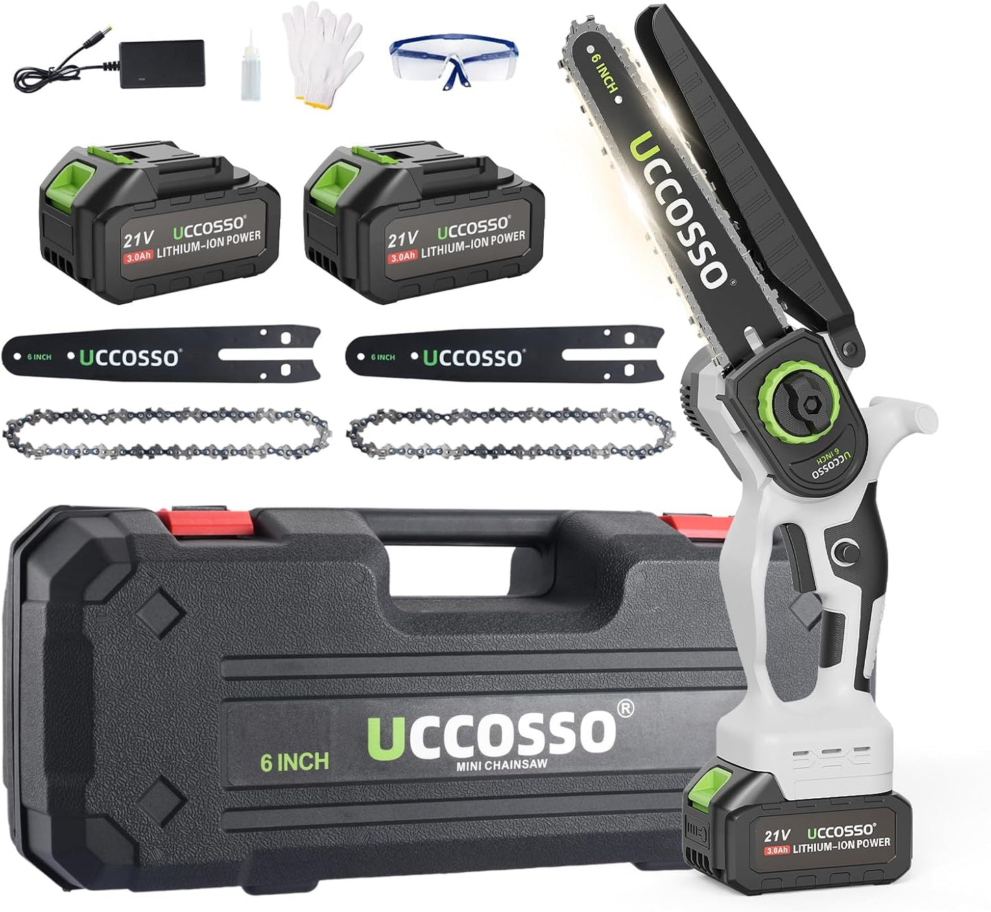 Mini Chainsaw 6 Inch Cordless Hand-Held Electric Chain Saw,Small Chainsaw 2×3.0Ah Battery Powered Safety Lock for Tree Trimming, Branches, Wood Cutting