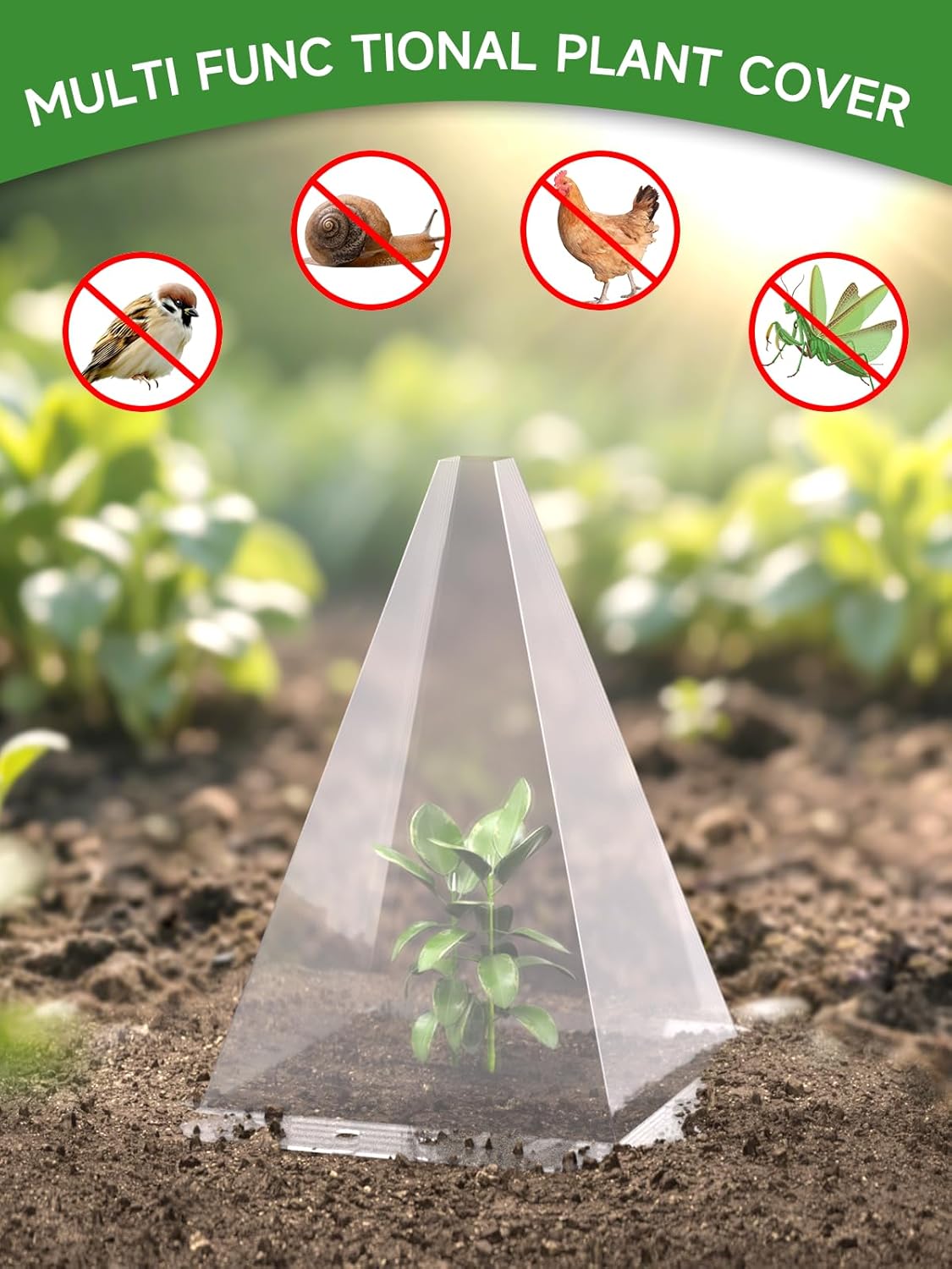 40 Pack Garden Cloches for Plants - Clear Reusable Plastic Seedling Covers with 80 Metal Stakes - Mini Greenhouse Plant Bell Covers for Frost, Sun, Pests Protection(7.8" x 11")
