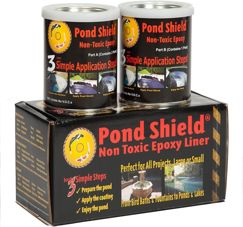 Pond Shield Pond Armor SKU-Clear-QT-R Non-Toxic 1.5-Quart Clear Epoxy Paint and Great Stuff 99112849 12 oz Black Smart Dispenser Pond & Stone Foam Sealant Bundle