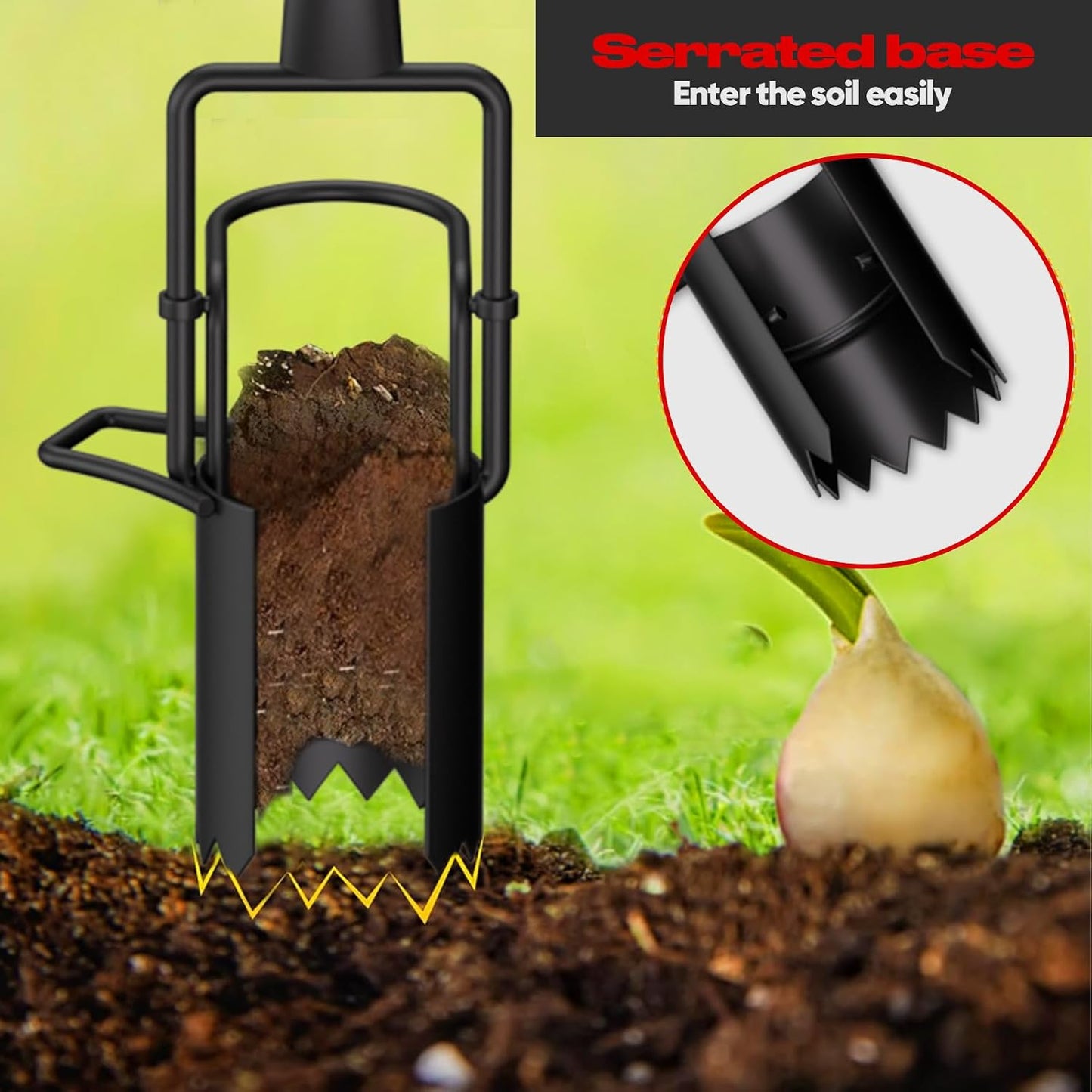 FLORA GUARD Long Handle Bulb Planter Tool, Standing Gardening Bulb Transplanter, Turf Remover Lawn Inserter - for Digging Holes