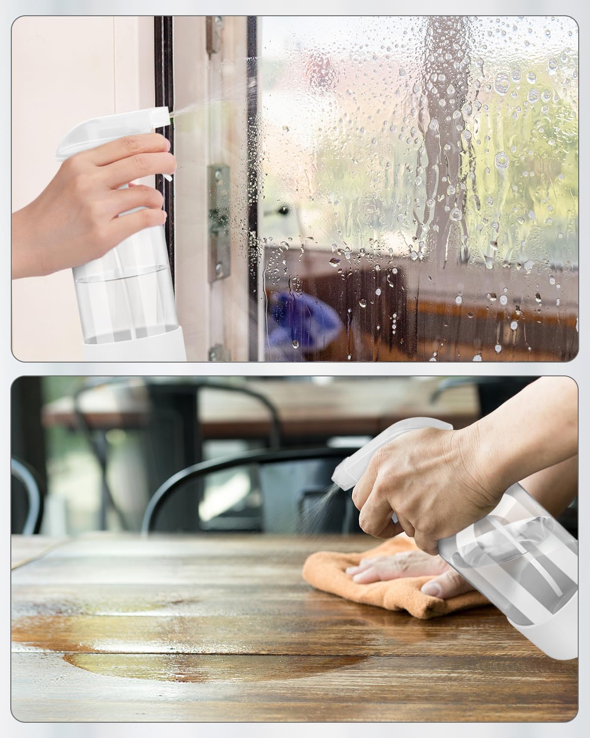 Glass Spray Bottles with Silicone Sleeve Protection, Empty 16OZ Reusable Spray Bottles, Refillable Containers with Spray Nozzles for Cleaning Solutions, Plants and Essential Oils 1 Pack White