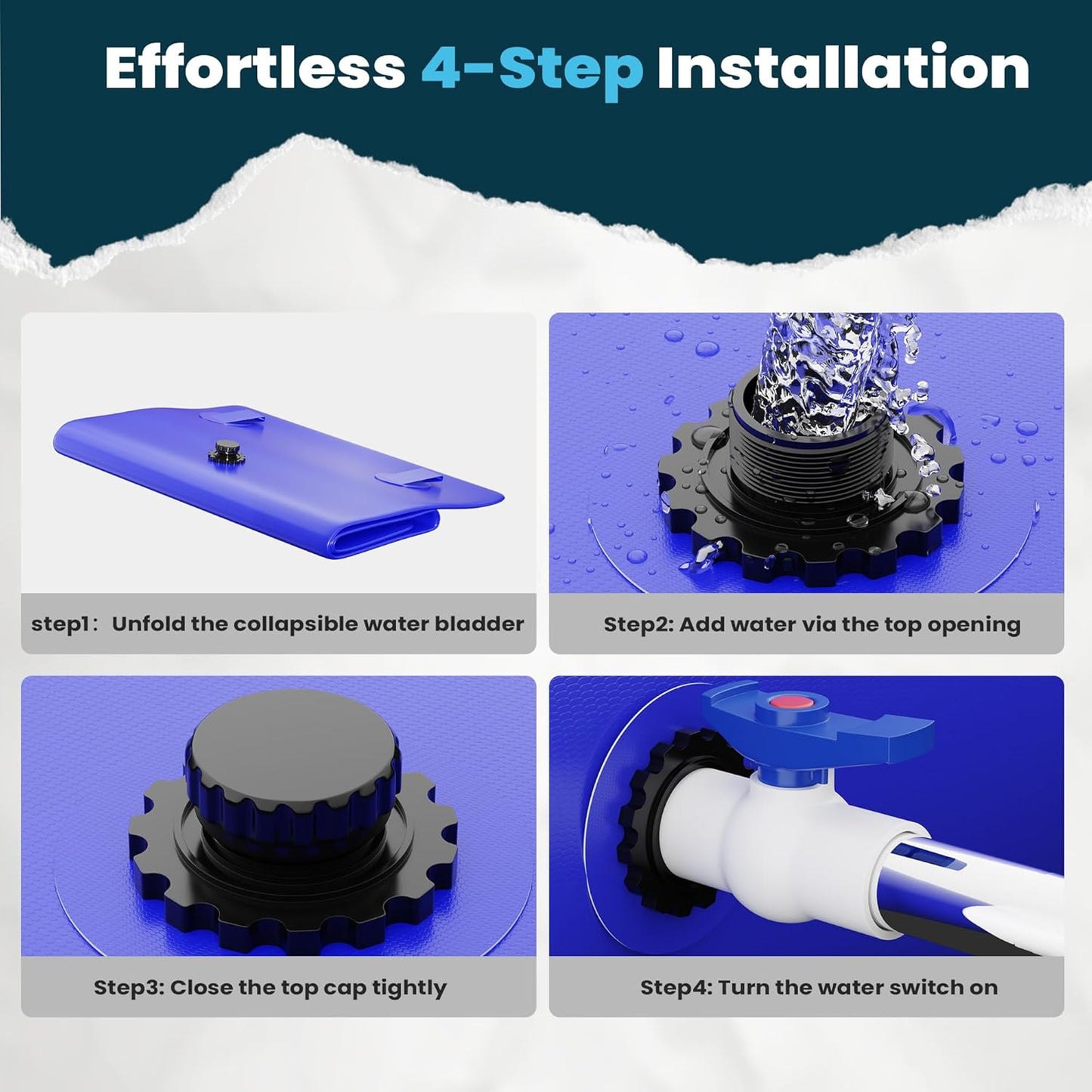 Large Capacity Water Storage Bladder, Portable Water Tank Containers, Bladder Tank for Drought Resistance, Fire Prevention, Emergency Water, Agricultural Irrigation Outdoor (330L/87Gal, Blue)