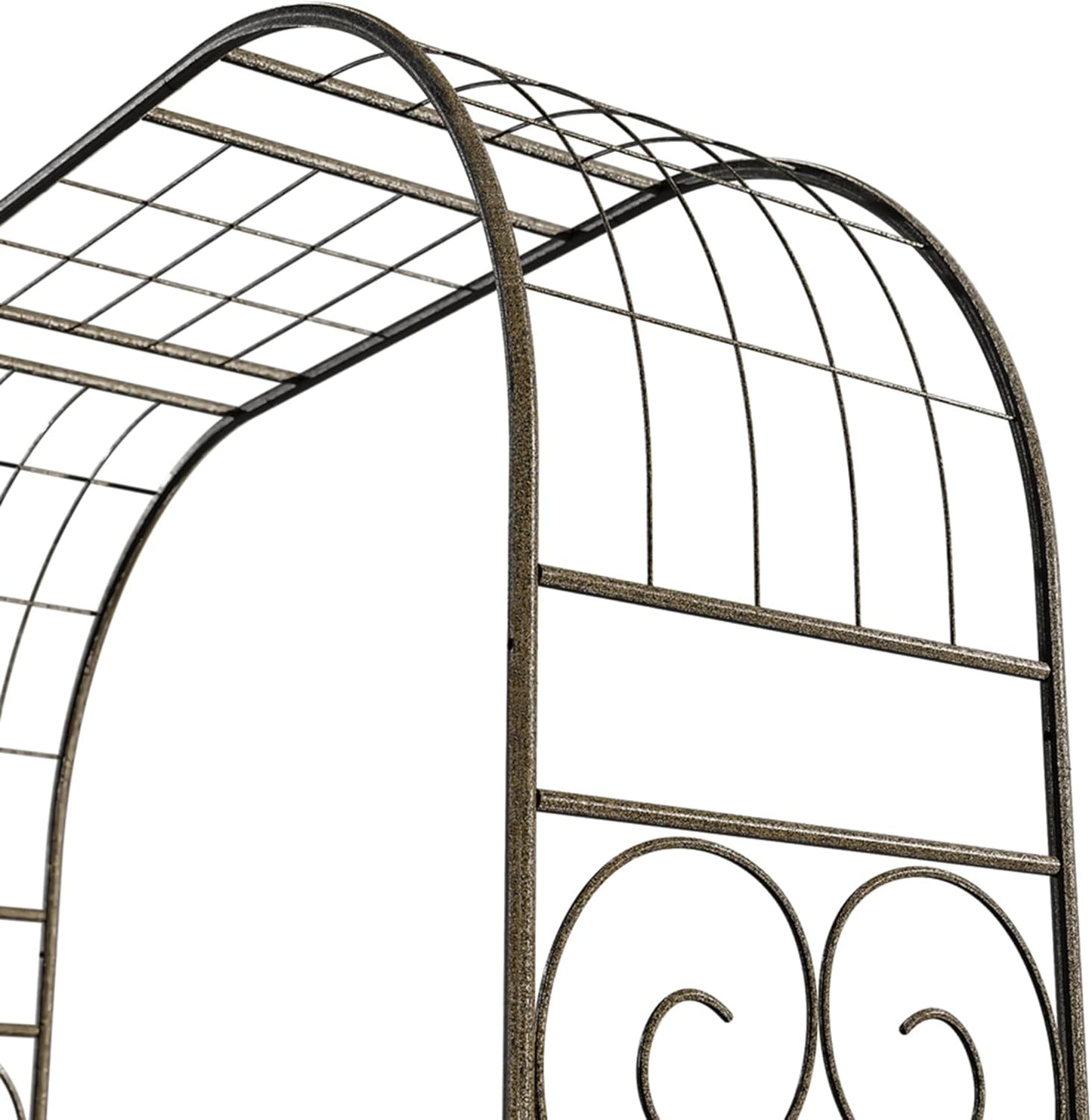 Jardineer Metal Garden Arbor,104.3-Inch Tall,Flat-Top Wrought Iron Outdoor Archway,Heavy-Duty Trellis for Climbing Plants,Perfect for Backyard Garden Entrance,Designed for Roses and Wisteria (Copper)