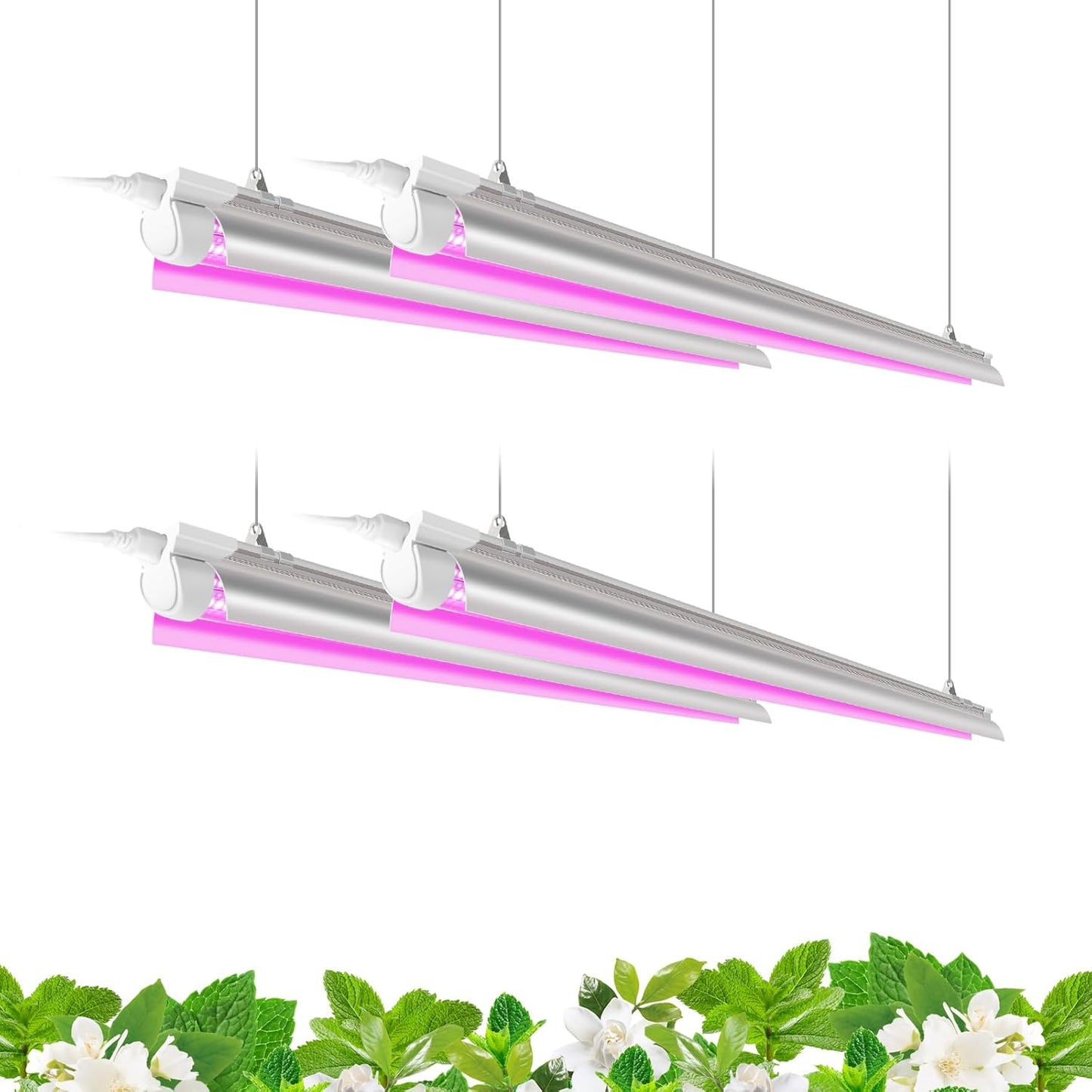 Barrina LED Grow Light 4FT, 168W(4 x 42W), Full Spectrum Plant Light, V-Shape with Reflector, Grow Lamp Strip, Plant Lights for Indoor Plants, 4-Pack