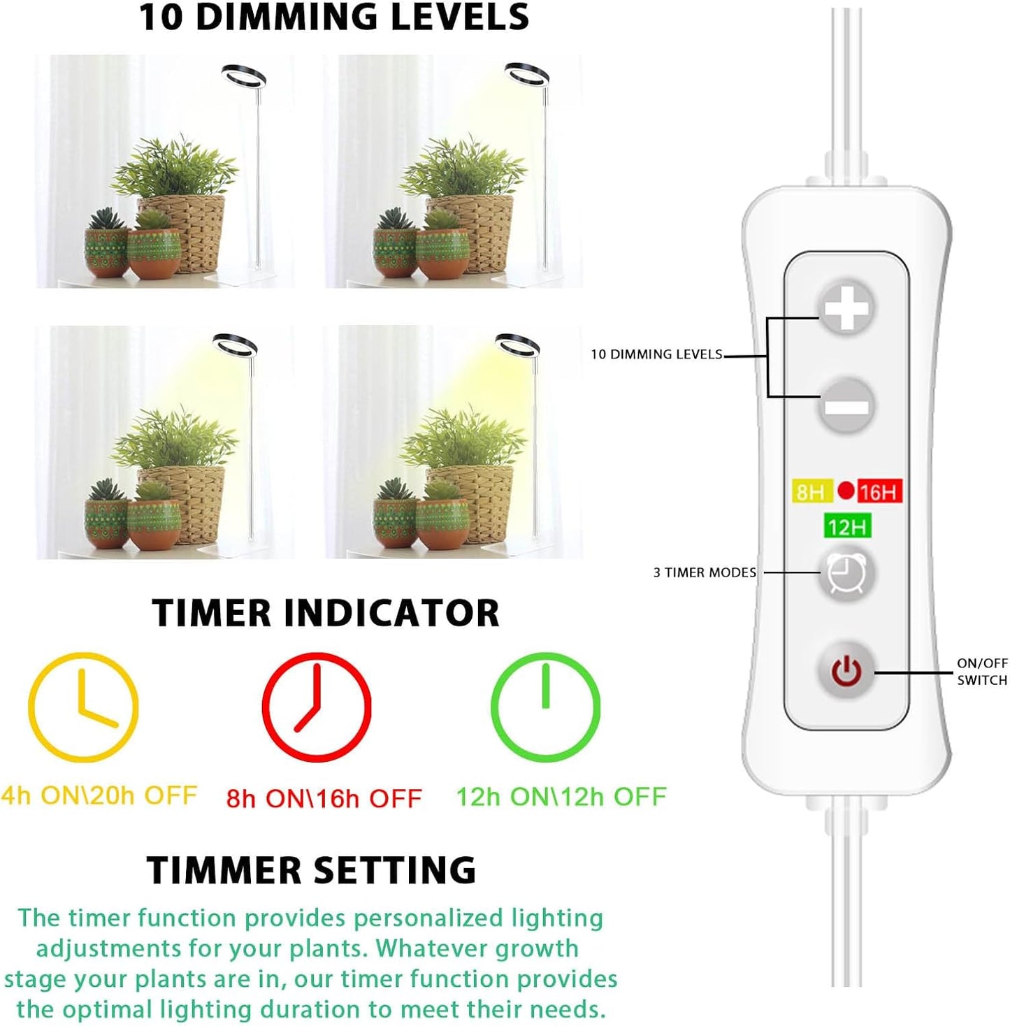 yadoker Plant Grow Light, LED Growing Light Full Spectrum for Indoor Plants,Height Adjustable, Automatic Timer, 5V Low Safe Voltage,Idea for Small Plant Ligh Sunflower Yellow YD-9YELLOW-8-1P